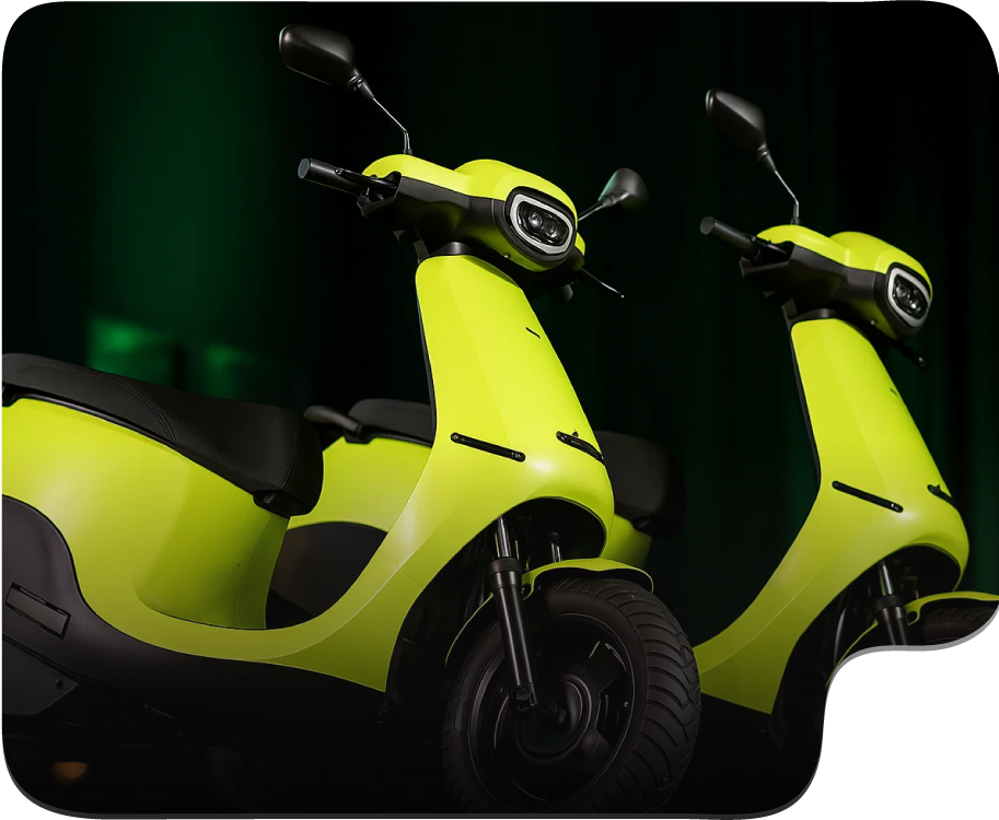 Bright green scooters ready for recycling